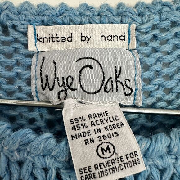 Vintage Handknitted Sweater Vest Unisex Size M New blue/yellow - Picture 4 of 4